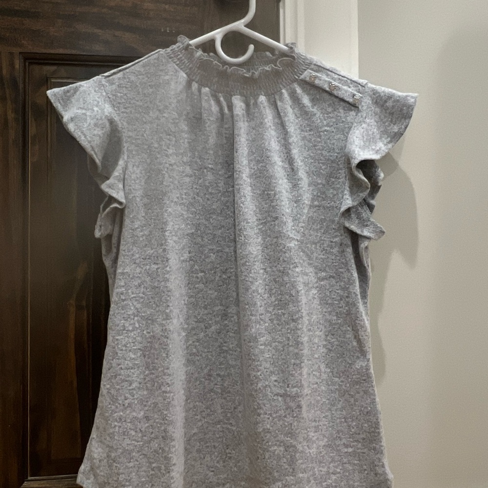 Adrienne Vittadini Heather Gray Ruffle Blouse